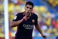 LAS PALMAS, SPAIN - MAY 14: Luis Suarez of Barcelona celebrates after scoring the teams second goal of the game during the La Liga match between UD Las Palmas and Barcelona at Estadio de Gran Canaria on May 14, 2017 in Las Palmas, Spain. (Photo by Charlie Crowhurst/Getty Images)